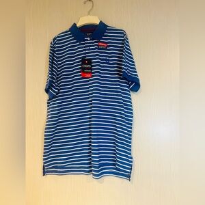 Chaps Navy and White Striped Polo Shirt